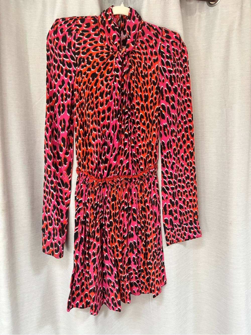 Zadig & Voltaire Pink, Red and Black Leopard Print Top